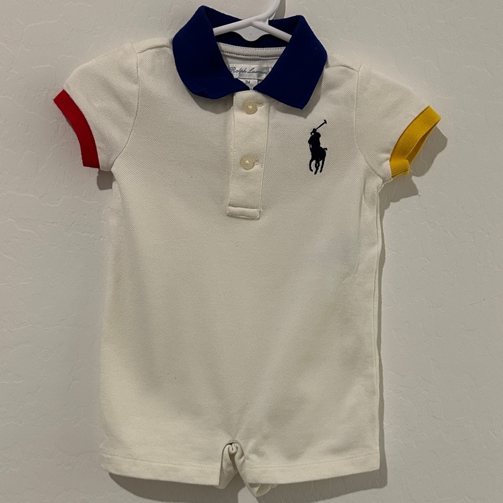 Polo by Ralph Lauren Kids White Polo with Blue Collar boys
